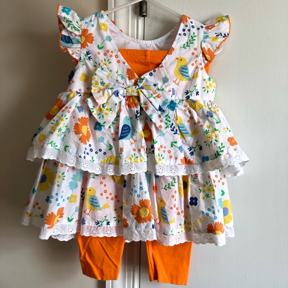 Good Lad Tiered Floral Print Set Dress and Leggings 3T
